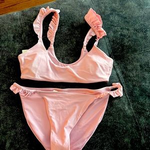 Arie light pink ruffled bikini